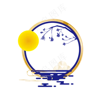 中式金色渐变中秋团圆传统贺卡纹