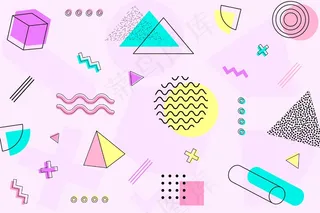 线条和形状孟菲斯背景