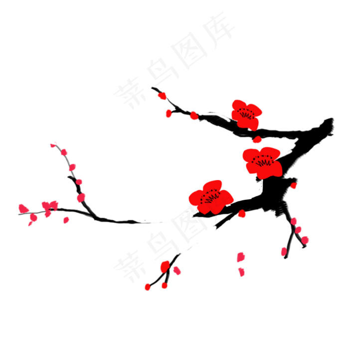 冬季雪梅花红梅花元素(2000X2000(DPI:300))psd模版下载