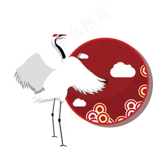 中国风装饰仙鹤油纸伞