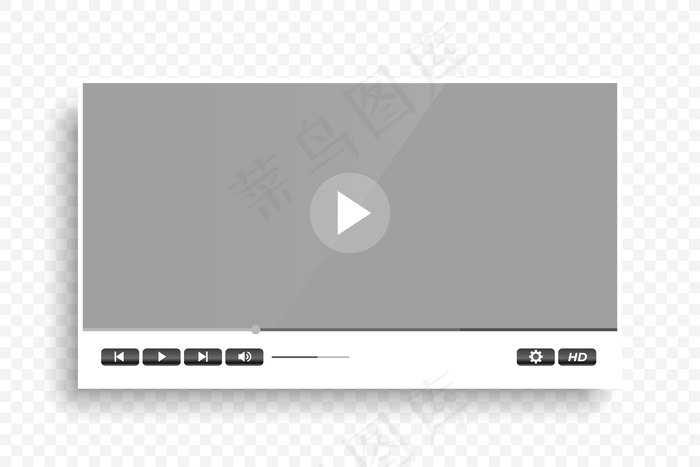 白净现代视频播放器模板设计eps,ai矢量模版下载