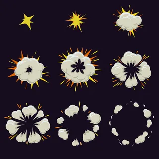 卡通漫画风格的爆炸效果集。