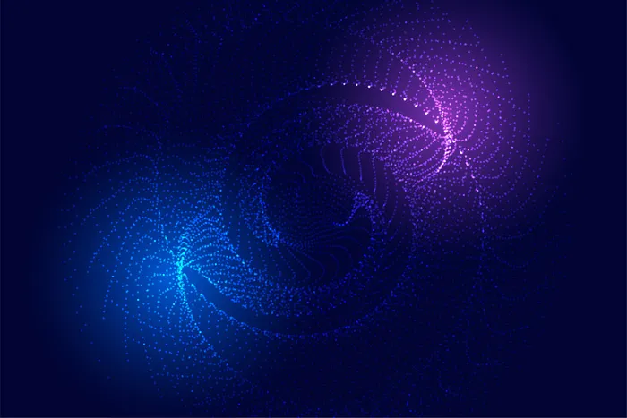 技术粒子螺旋背景与发光的灯光