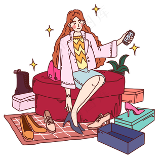 网购双十一促销手绘插图