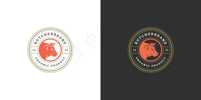 肉店标志矢量插图牛头轮廓适合农场或餐厅徽章eps,ai矢量模版下载