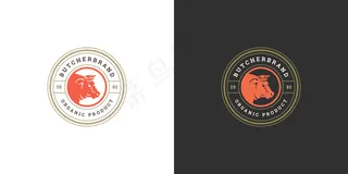 肉店标志矢量插图牛头轮廓适合农场或餐厅徽章