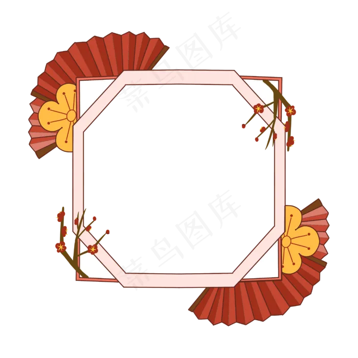 中式新年扇子边框(3000X3000(DPI:300))psd模版下载