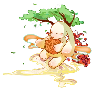 手绘卡通中秋节兔子月饼元素