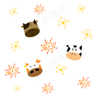 可爱牛年烟花底纹