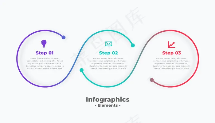 Steps现代圆形连接信息图模板eps,ai矢量模版下载