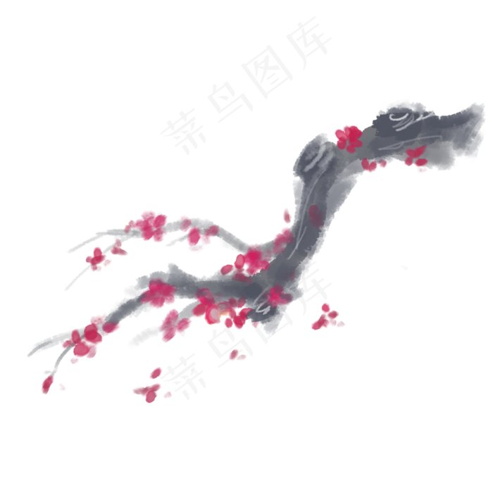 腊梅梅花水墨(2000X2000(DPI:300))psd模版下载