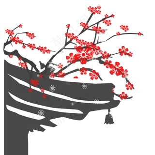 冬天梅花建建筑雪景