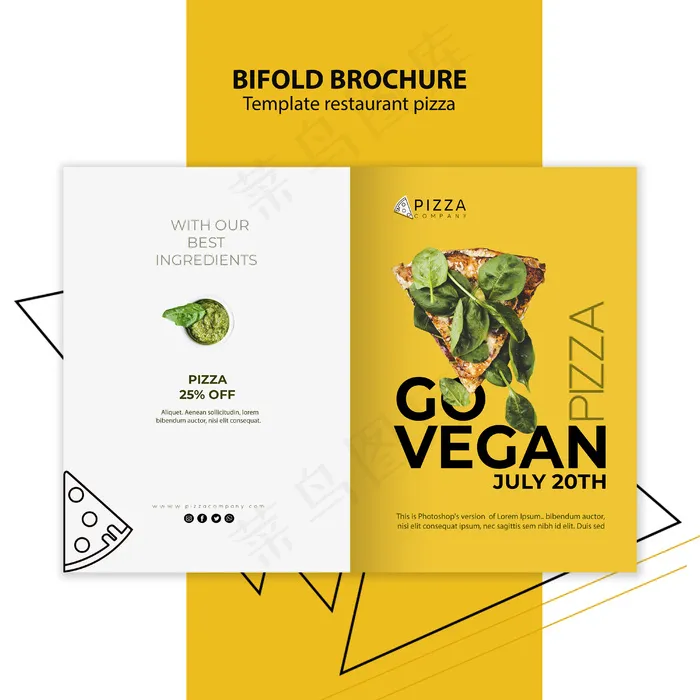 披萨餐厅双折宣传册模板psd模版下载