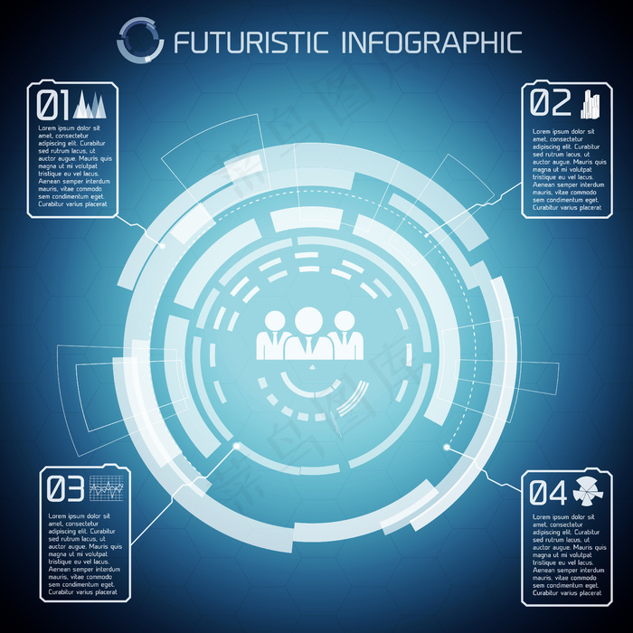 现代虚拟技术背景与触摸屏圆圈字幕信息图形象形图的人