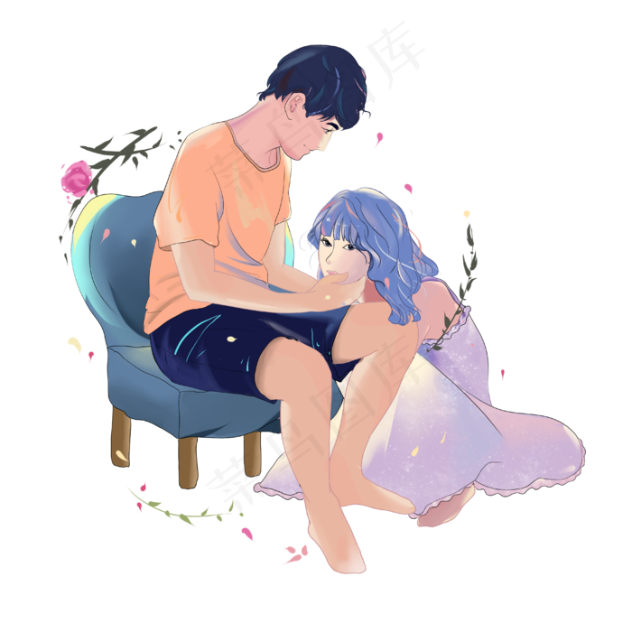 情人节2月14亲密恋人虐狗PNG温馨(4000X4000(DPI:300))psd模版下载