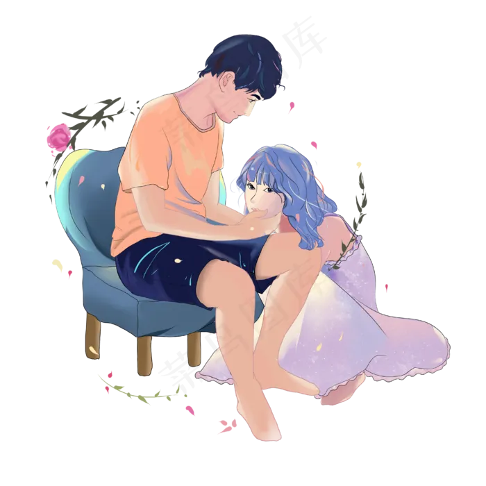 情人节2月14亲密恋人虐狗PNG温馨(4000X4000(DPI:300))psd模版下载