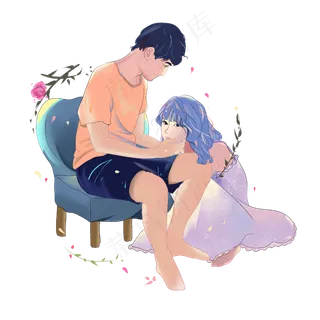 情人节2月14亲密恋人虐狗PNG温馨