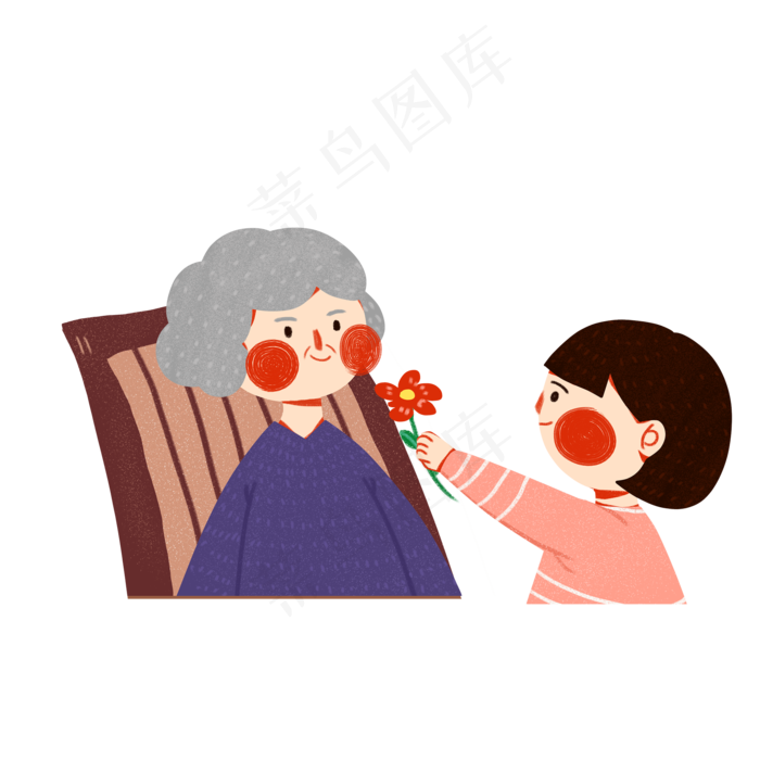 给老奶奶送花的小女孩人物设计