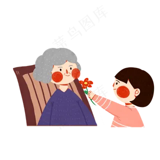 给老奶奶送花的小女孩人物设计