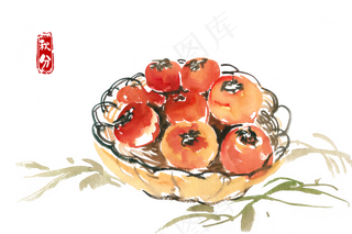 秋分熟透的柿子