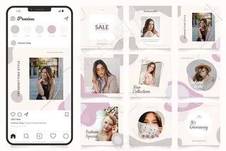用于模板故事和facebook横幅banner的社交媒体广告模板