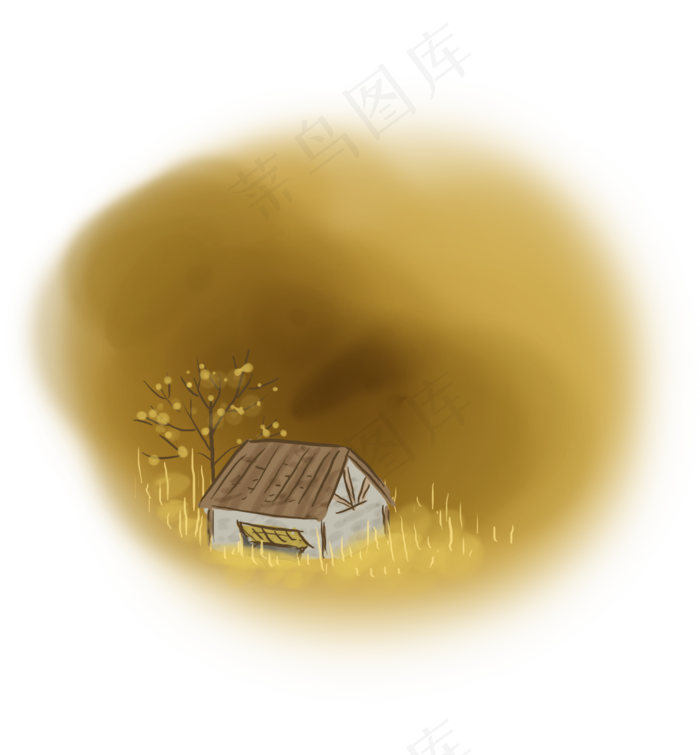 黄色古风房屋提示框