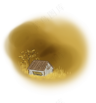 黄色古风房屋提示框