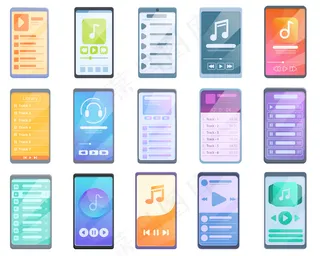 播放列表图标集，卡通风格