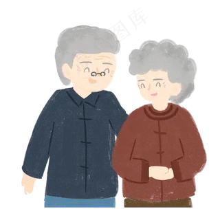 小清新手绘老俩口人物素材