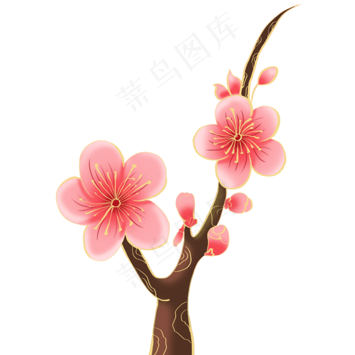 粉色梅花树木(3000X3000(DPI:300))psd模版下载