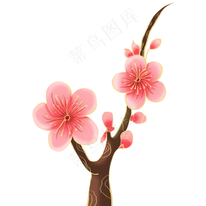 粉色梅花树木(3000X3000(DPI:300))psd模版下载