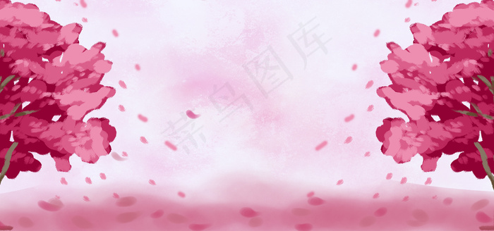 粉色秋天清新卡通自然田园风景banner(1920*900px 	       )psd模版下载