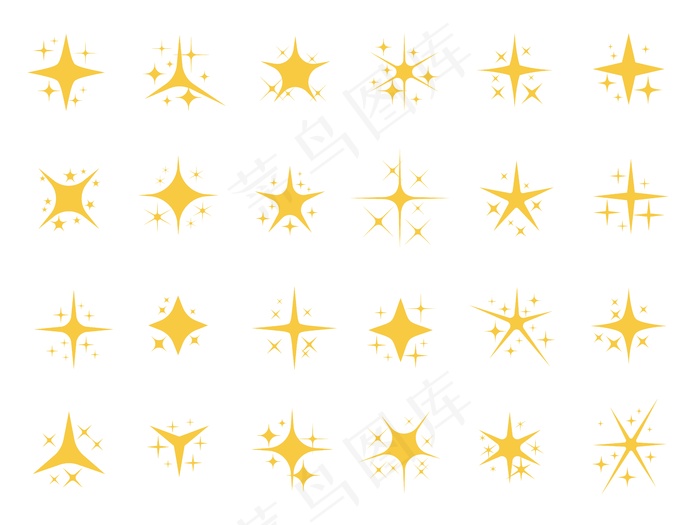 闪闪发光的星星。闪亮的火花，闪亮的星星和闪亮的元素
