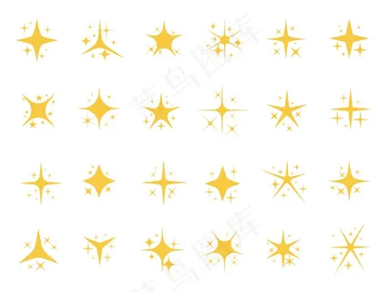 闪闪发光的星星。闪亮的火花，闪亮的星星和闪亮的元素