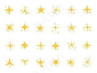 闪闪发光的星星。闪亮的火花，闪亮的星星和闪亮的元素