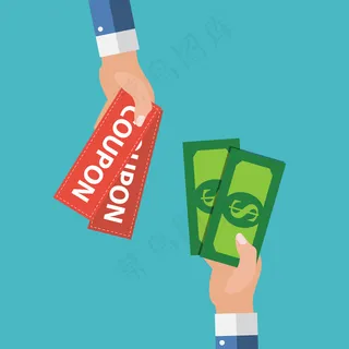 手拿着纸质优惠券。礼物，礼物，乌邦概念。插图