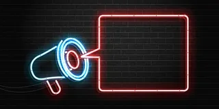 扩音器框架模板的真实隔离霓虹灯标志