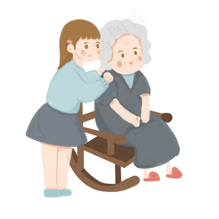 重阳节孙女给奶奶捶背