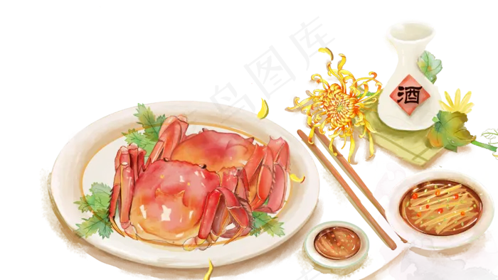 秋分食蟹菊花酒水(3543X4724(DPI:150))psd模版下载