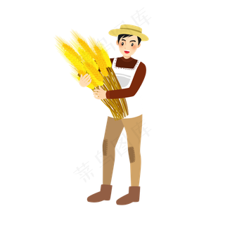 收获玉米的农民卡通元素
