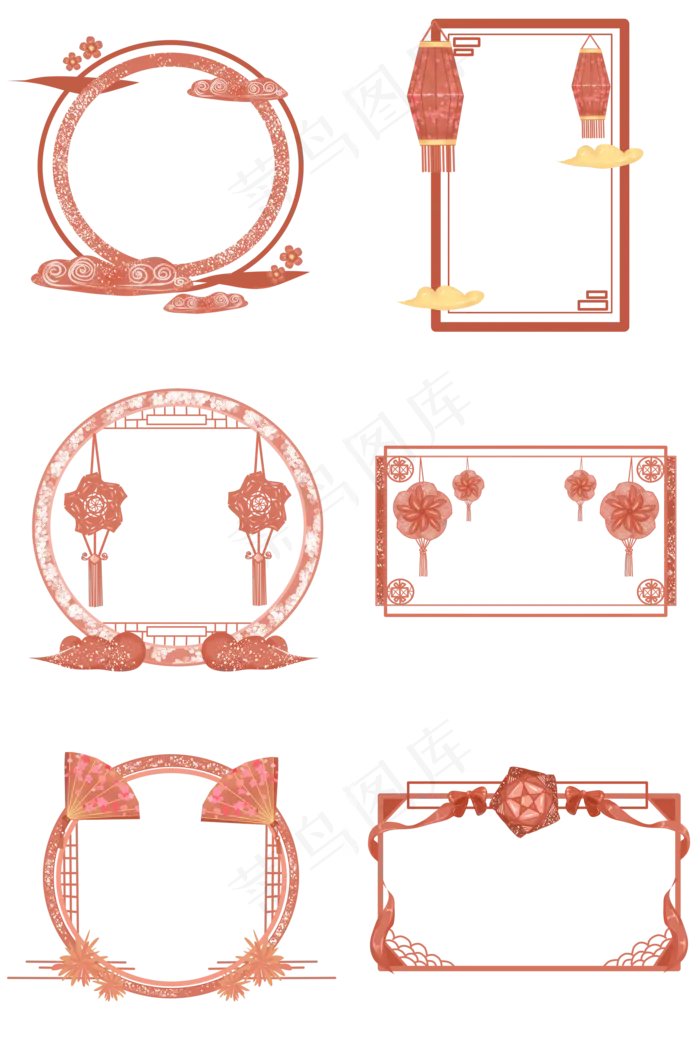 手绘吉祥新年边框合集(2000X3020(DPI:300))psd模版下载