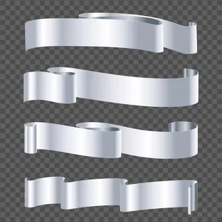 在透明背景上隔离的银丝带