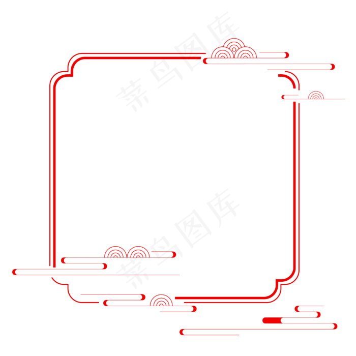 红色祥云几何图形边框
