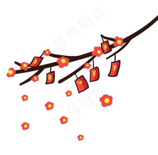 2019春节卡通梅花红包免抠