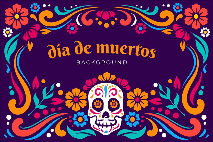 平面设计dia de muertos背景eps,ai矢量模版下载