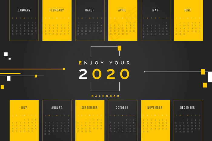 摘要2020日历模板eps,ai矢量模版下载