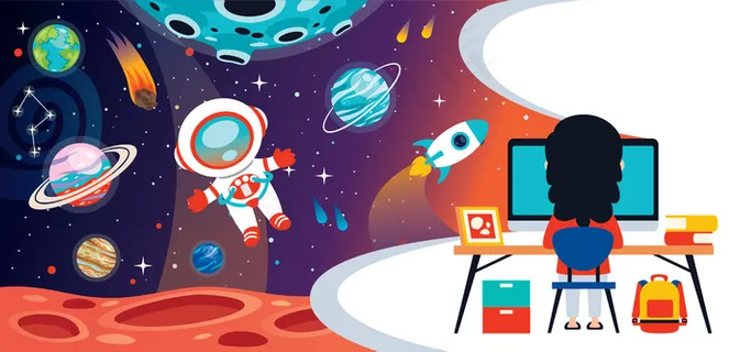 计算机技术用于教育和商业的概念