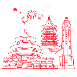 国庆节地标古典建筑群 国庆节地标古典建筑群