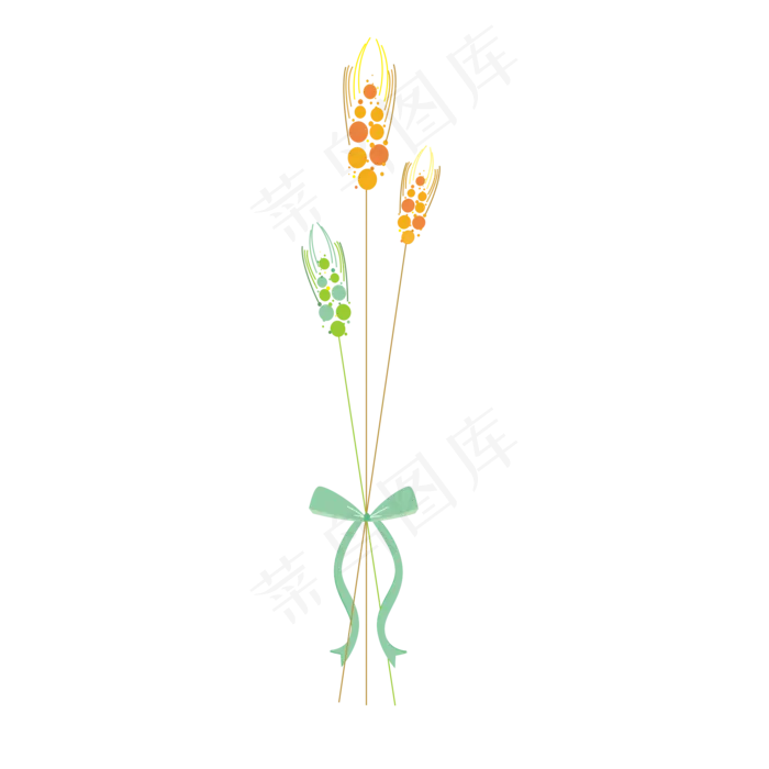 创意蝴蝶结圆麦穗元素秋天卡通金cdr矢量模版下载