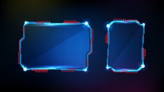 蓝色发光科技的抽象未来背景科幻框架hud ui